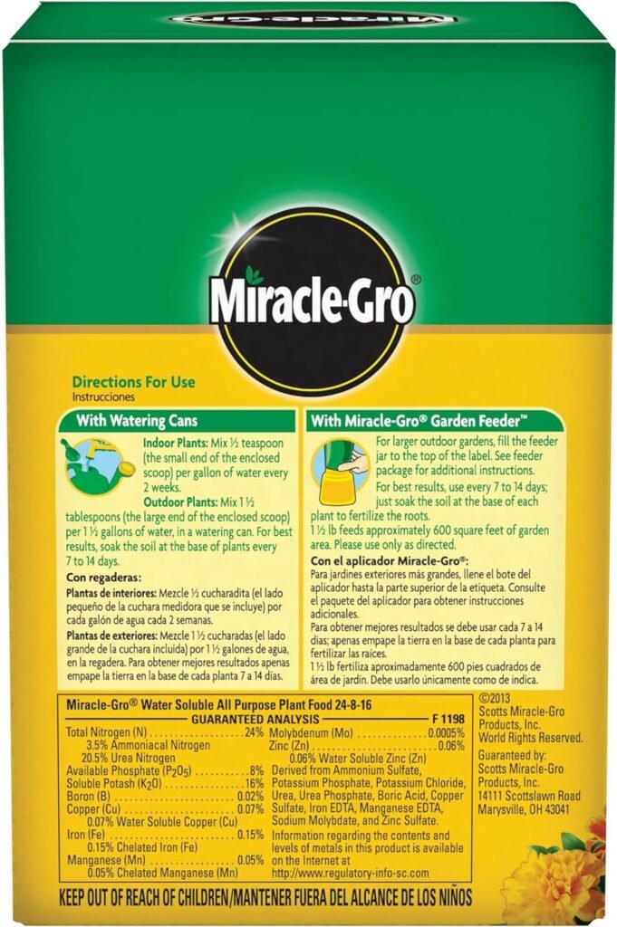 Miracle-Gro Water Soluble All Purpose Plant Food, Fertilizer for Indoor or Outdoor Flowers, Vegetables or Trees, 3 lbs.